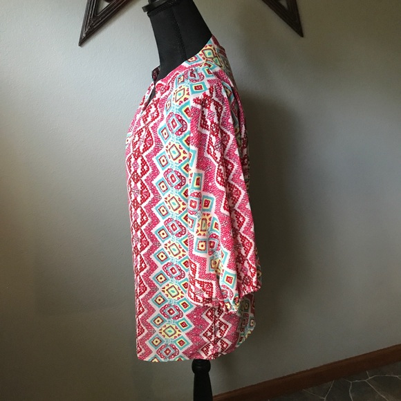 TURQUOISE Haven Multicolor bright pattern top - Picture 4 of 7